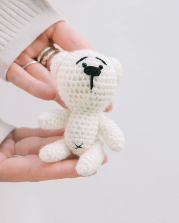 Mini Crochet Bear - White