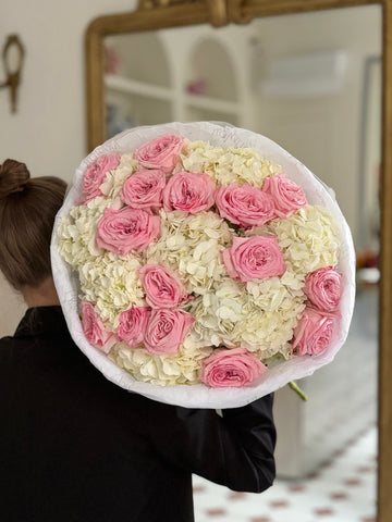 Pink Rose & Hydrangea Round Bouquet