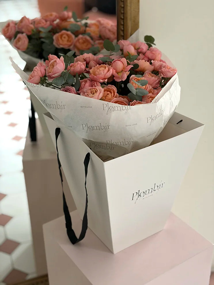 Peach Spray Rose & Eucalyptus