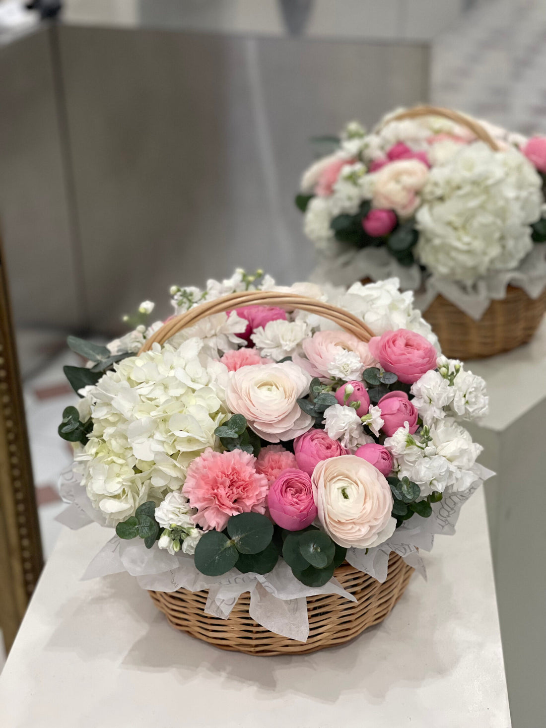 Ranunculus & Hydrangea Garden Basket