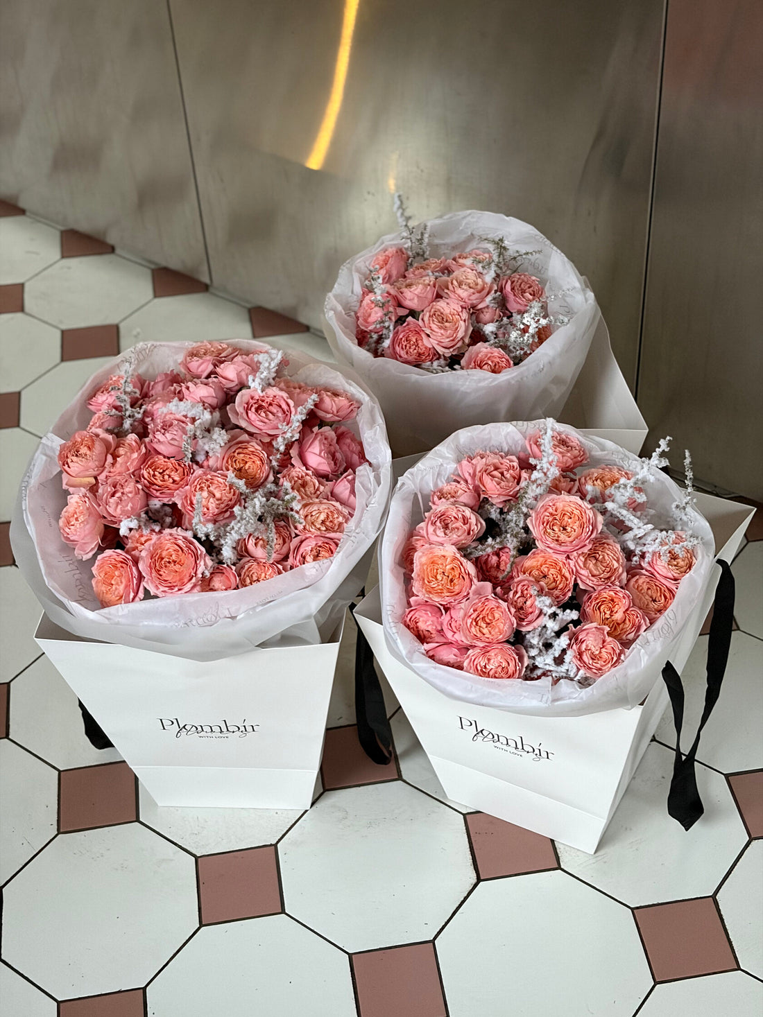 Coral Spray Rose & Frosted Asparagus