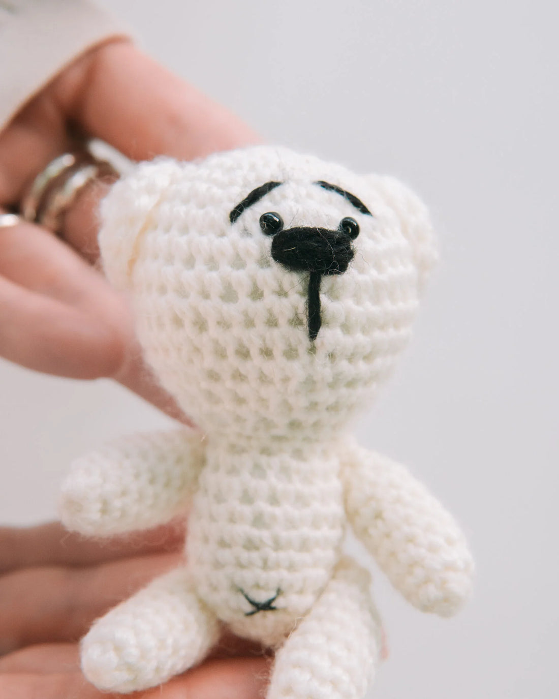 Mini Crochet Bear - White