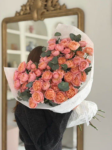 Peach Spray Rose & Eucalyptus