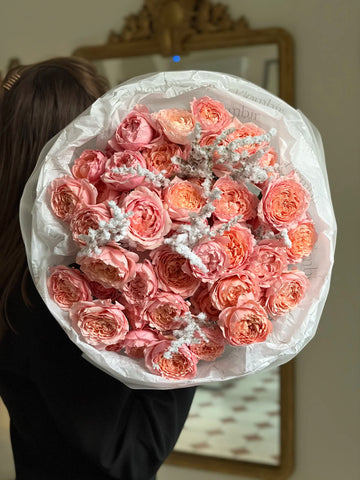 Coral Spray Rose & Frosted Asparagus