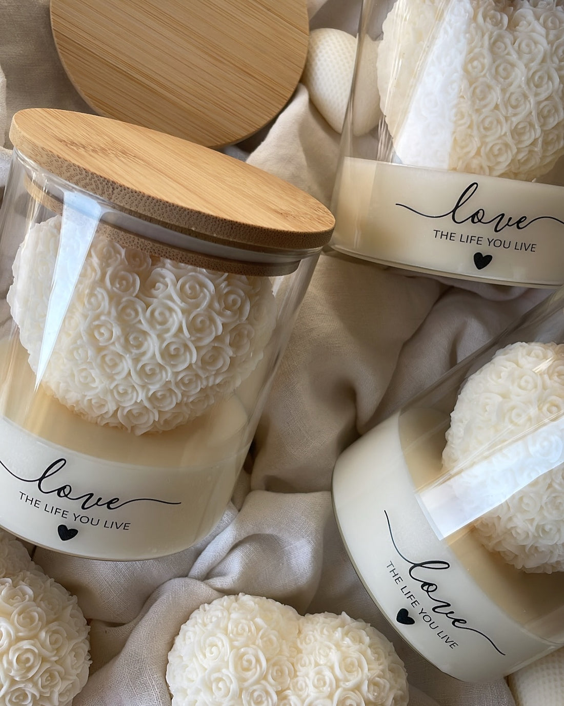 Love The Life You Live Heart Candle