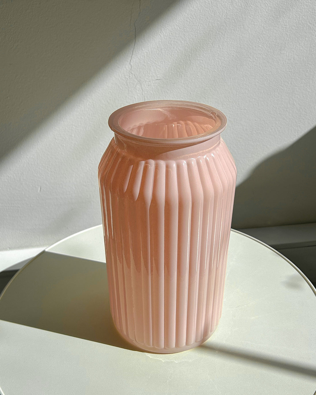 Pink Ribbed Vase