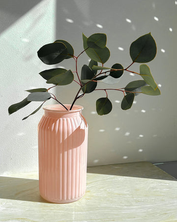 Pink Ribbed Vase
